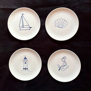 Vintage “By The Sea” Set of 4 Luncheon Plates By Trish Richman 1999